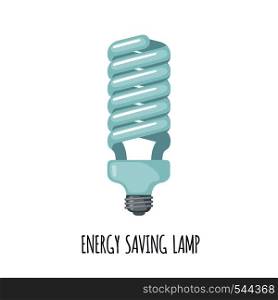 Energy saving Light Bulb Icon in flat style isolated on white background. Care Environment concept. Vector illustration.. Energy saving Light Bulb Icon in flat style.
