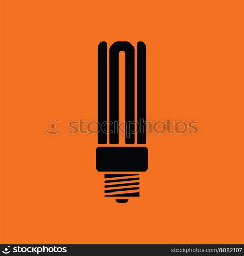 Energy saving light bulb icon. Orange background with black. Vector illustration.