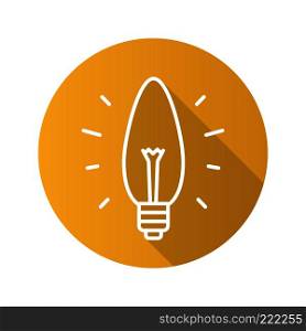 Energy saving lightbulb. Flat linear long shadow icon. Economy lamp. Vector line symbol. Energy saving lightbulb