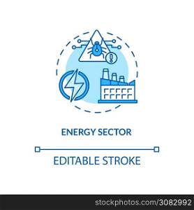 Energy sector concept icon. Critical infrastructure protection idea thin line illustration. Global threat. Manufacturing. Cyber-attacks. Vector isolated outline RGB color drawing. Editable stroke. Energy sector concept icon