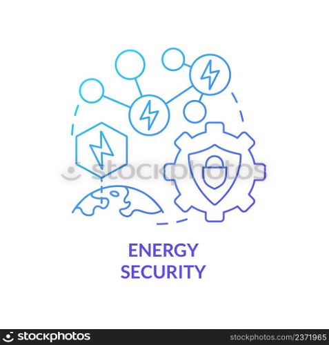 Energy security blue gradient concept icon. Power systems safety. National protection program abstract idea thin line illustration. Isolated outline drawing. Myriad Pro-Bold font used. Energy security blue gradient concept icon