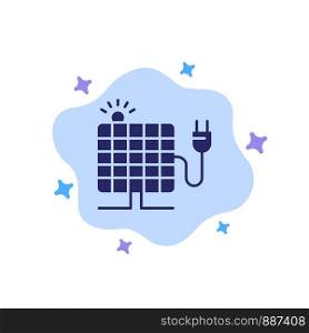 Energy, Solar, Sun, Plug Blue Icon on Abstract Cloud Background