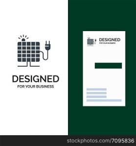 Energy, Solar, Sun, Plug Grey Logo Design and Business Card Template