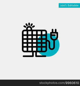 Energy, Solar, Sun, Plug turquoise highlight circle point Vector icon