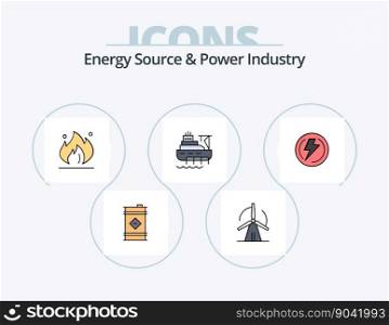Energy Source And Power Industry Line Filled Icon Pack 5 Icon Design. oil barrel. barrel. green. co industry. invironmental