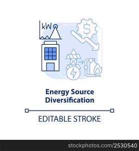 Energy source diversification blue light concept icon. Implementing energy plan abstract idea thin line illustration. Isolated outline drawing. Editable stroke. Arial, Myriad Pro-Bold fonts used. Energy source diversification blue light concept icon