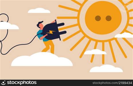 Energy sun electric and creative alternative sunshine. Modern warm technology and solar system vector illustration concept. Renewable sunlight to eco power. Sunny resource and clean generator heat
