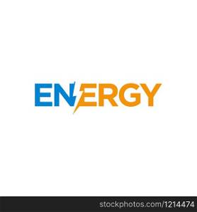 ""Energy" text incorporated with lightning logo design concept"