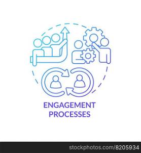 Engagement processes blue gradient concept icon. Incentives to grow. Important success factor abstract idea thin line illustration. Isolated outline drawing. Myriad Pro-Bold font used. Engagement processes blue gradient concept icon