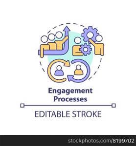 Engagement processes concept icon. Incentives to grow. Important success factor abstract idea thin line illustration. Isolated outline drawing. Editable stroke. Arial, Myriad Pro-Bold fonts used. Engagement processes concept icon