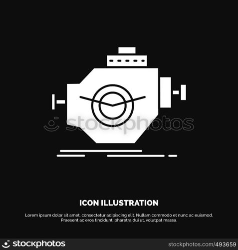 Engine, industry, machine, motor, performance Icon. glyph vector symbol for UI and UX, website or mobile application. Vector EPS10 Abstract Template background