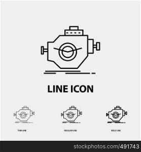Engine, industry, machine, motor, performance Icon in Thin, Regular and Bold Line Style. Vector illustration. Vector EPS10 Abstract Template background
