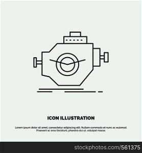 Engine, industry, machine, motor, performance Icon. Line vector gray symbol for UI and UX, website or mobile application. Vector EPS10 Abstract Template background