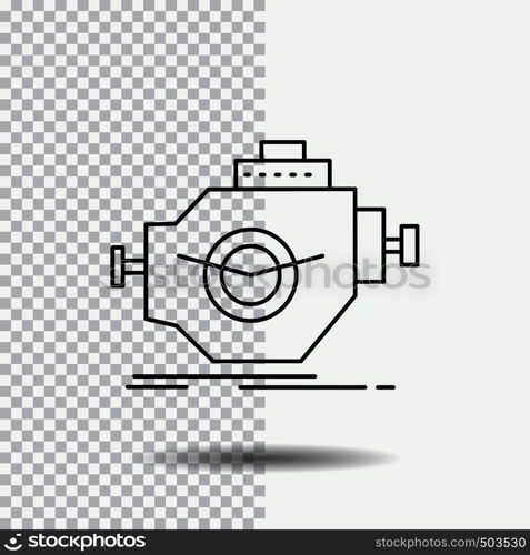 Engine, industry, machine, motor, performance Line Icon on Transparent Background. Black Icon Vector Illustration. Vector EPS10 Abstract Template background