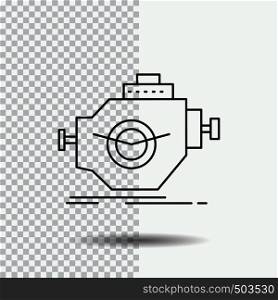 Engine, industry, machine, motor, performance Line Icon on Transparent Background. Black Icon Vector Illustration. Vector EPS10 Abstract Template background