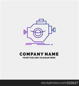 Engine, industry, machine, motor, performance Purple Business Logo Template. Place for Tagline. Vector EPS10 Abstract Template background
