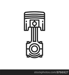 Engine piston vector line icon. Car engine automotive piston part symbol. Car engine piston line icon, automotive parts