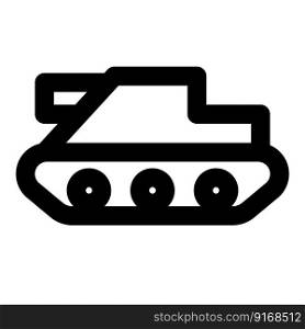 Engine-powered vintage tank used in wars
