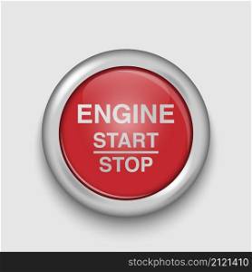 Engine start and stop button, vector illustration
