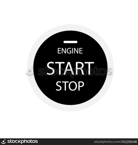 engine start stop button on white background. start engine button.