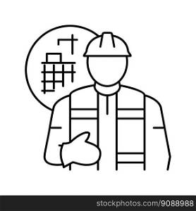 engineer construction line icon vector. engineer construction sign. isolated contour symbol black illustration. engineer construction line icon vector illustration