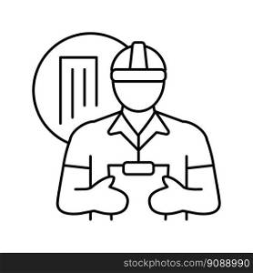 engineer construction worker line icon vector. engineer construction worker sign. isolated contour symbol black illustration. engineer construction worker line icon vector illustration