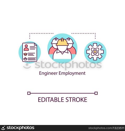 Engineer employment concept icon. Working on water vessel maintenance. Offshore vacancy in ship crew idea thin line illustration. Vector isolated outline RGB color drawing. Editable stroke