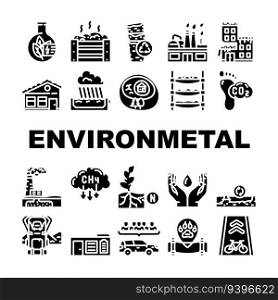 engineer environmental technology icons set vector. environment worker, industry man, people concept, engineering ecology engineer environmental technology glyph pictogram Illustrations. engineer environmental technology icons set vector