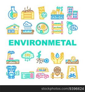 engineer environmental technology icons set vector. environment worker, industry man, people concept, engineering ecology engineer environmental technology color line illustrations. engineer environmental technology icons set vector