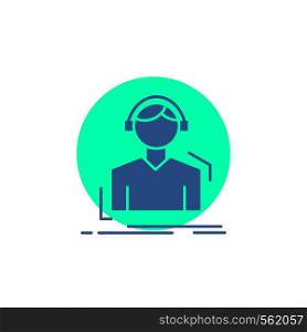 Engineer, headphones, listen, meloman, music Glyph Icon.. Vector EPS10 Abstract Template background