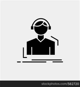 Engineer, headphones, listen, meloman, music Glyph Icon. Vector isolated illustration. Vector EPS10 Abstract Template background