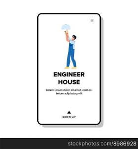 engineer house vector. design business, construction project, architecture engineering, building engineer house web flat cartoon illustration. engineer house vector