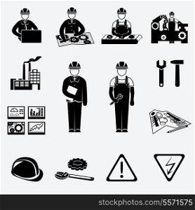 Engineering construction and industrial icons set of project work symbols vector illustration