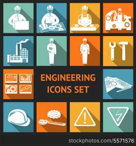 Engineering construction and industrial icons set of working industry and equipment symbols vector illustration