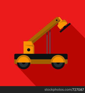 Engineering crane icon. Flat illustration of engineering crane vector icon for web. Engineering crane icon, flat style