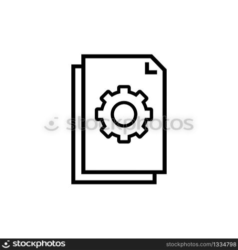 Engineering document icon in linear style. Document with gear. Setting symbol. Vector EPS 10