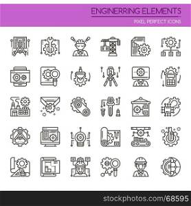 Engineering Elements , Thin Line and Pixel Perfect Icons