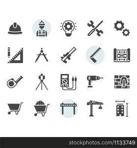 Engineering icon and symbol set in glyph design