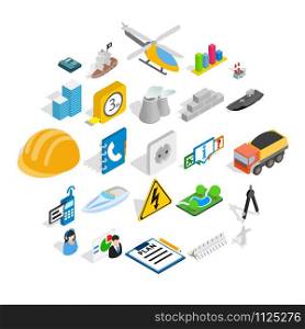 Engineering icons set. Isometric set of 25 engineering vector icons for web isolated on white background. Engineering icons set, isometric style