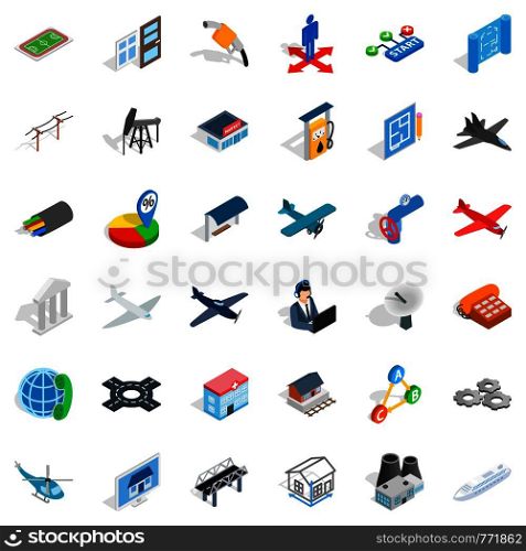 Engineering icons set. Isometric style of 36 engineering vector icons for web isolated on white background. Engineering icons set, isometric style