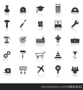 Engineering icons with reflect on white background, stock vector