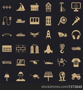 Engineering in industry icons set. Simple style of 36 engineering in industry vector icons for web for any design. Engineering in industry icons set, simple style