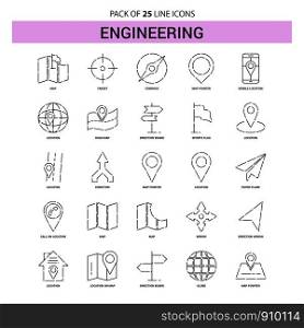 Engineering Line Icon Set - 25 Dashed Outline Style