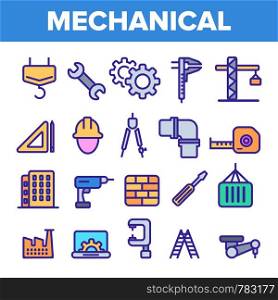 Engineering Line Icon Set Vector. Technician Design. Machinery Engineering Icons. Industrial Factory Production. Thin Outline Illustration. Engineering Line Icon Set Vector. Technician Design. Machinery Engineering Icons. Industrial Factory Production. Thin Outline Web Illustration
