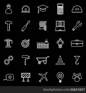 Engineering line icons on black background, stock vector