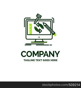 engineering, project, tools, workshop, processing Flat Business Logo template. Creative Green Brand Name Design.