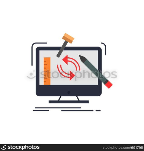 engineering, project, tools, workshop, processing Flat Color Icon Vector