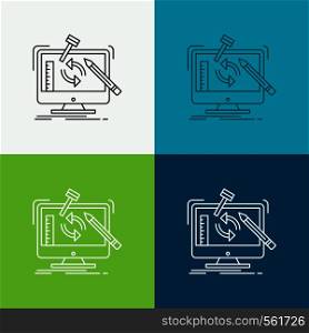 engineering, project, tools, workshop, processing Icon Over Various Background. Line style design, designed for web and app. Eps 10 vector illustration. Vector EPS10 Abstract Template background