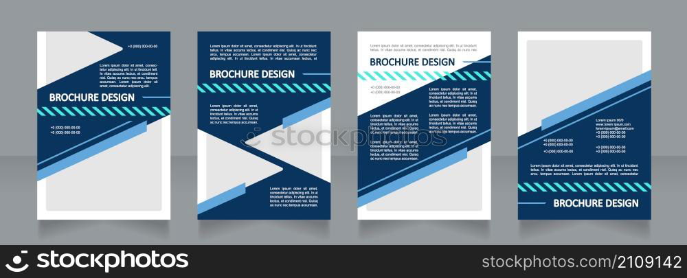 Engineering services dark blue blank brochure design. Template set with copy space for text. Premade corporate reports collection. Editable 4 paper pages. Calibri, Arial fonts used. Engineering services dark blue blank brochure design