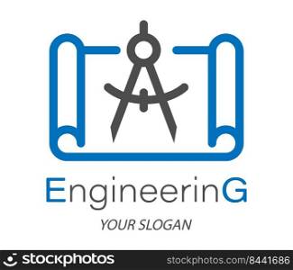 Engineering. Vector template of an icon, logo, sticker or brand. Flat style